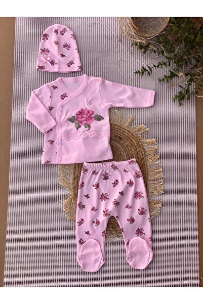 Newborn Baby Girl Cross Stitch Embroidered Baby Set