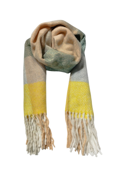 Cesicey Sarı Bej Yeşil Çok Renkli Yumoş Atkı(180*45)