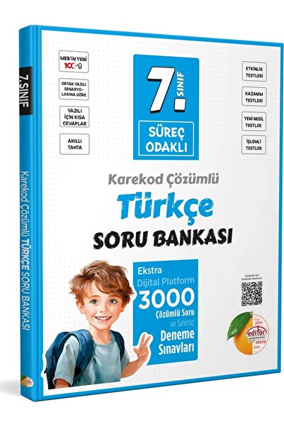 Editör Yayınevi 7. Sınıf Süreç Odaklı Türkçe Soru Bankası - Karekod Çözümlü
