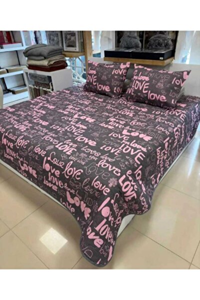 EVRİZON Set de lenjerie de pat cu model Love, cu două fețe, pentru pat dublu