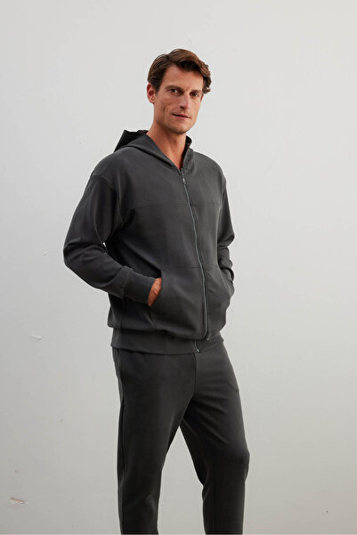 Syah Erkek Soft Touch Fermuarlı Sweatshirt Pantolon Takım