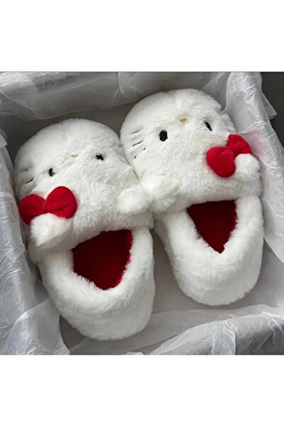 weywot Hello Kitty Yumuşak Tüylü Peluş Panduf Terlik