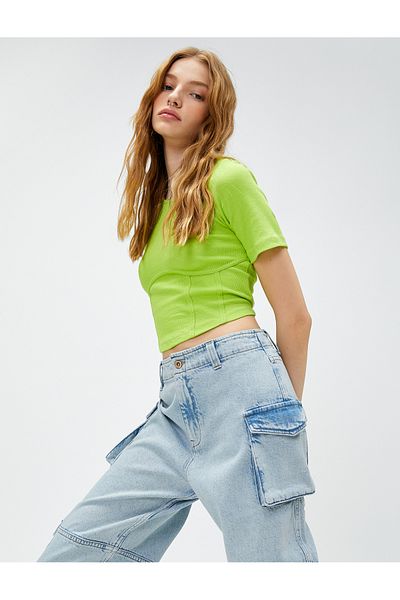 Koton Gerade geschnittene Cargo-Jeans mit hoher Taille - Bianca Jeans