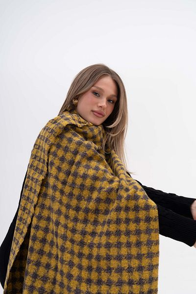 SOFT AKSESUAR Piti Houndstooth Patterned Wool Blended Scarf