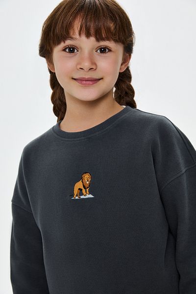 WWF Market Lion Supersoft Kids Sweatshirt - Anthracite Color