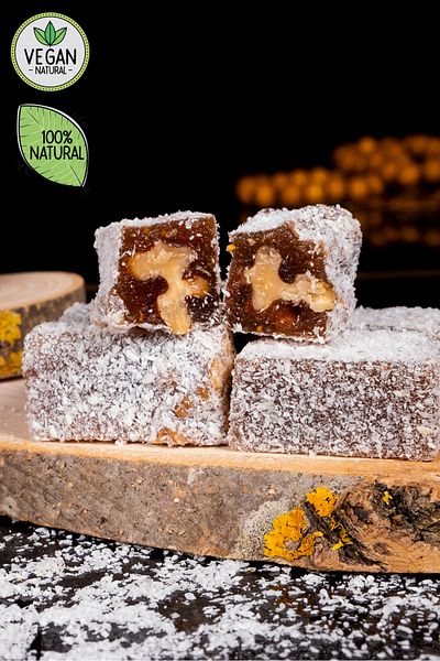 SAFRANTAT Turkish Delight with Safranball Fig and Walnut - Vegan, Glucose Free, 100% Natural (Net 380 Gr)