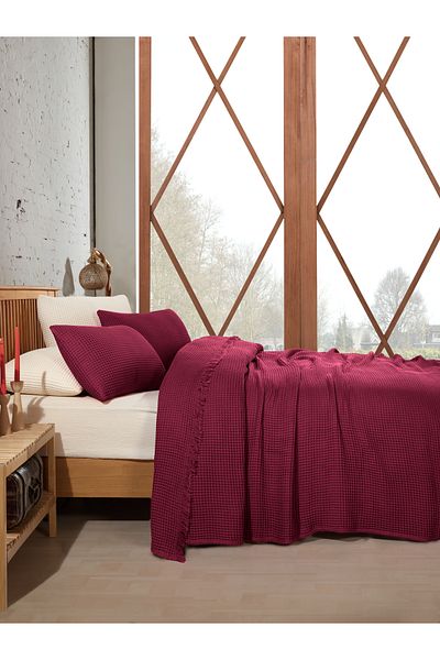 destinyhometex 100% Cotton Waffle Bedspread 230X250 cm Double King Size