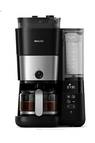 Philips All-in-one Brew Drip Coffee Maker - W/grinder 1.25l, 15 Cups, Auto Off, Black - Hd7900/50