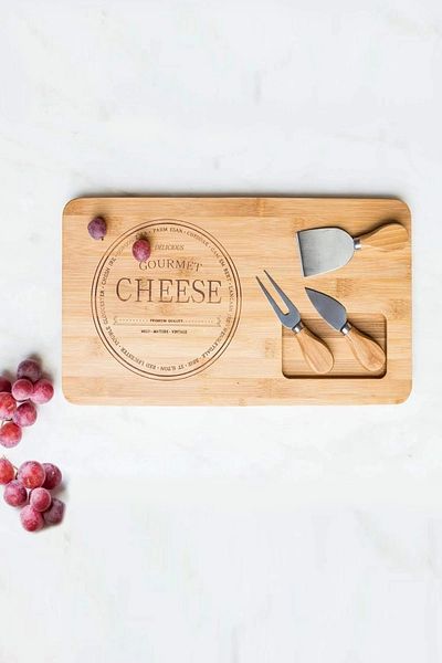 Maridet Bamboo Cheese Plate 3 Blades Breakfast Serving Presentation Plate Board Breakfast Presentation Serving Set