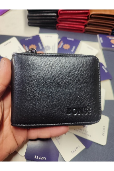 Lutti محفظة جلدية أصلية أفقية بسحاب كامل