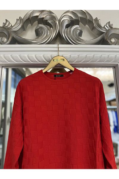 Invee Invee 6401 Cutout Sugar Pattern Knitwear Tunic - Red