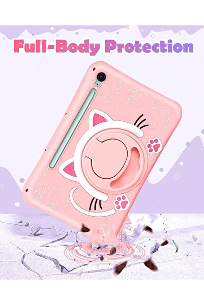 TEKNETSTORE Galaxy Tab S9 Fe/S10 Fe/S10 Lite 10.9 Compatible Cat Case with Strap Stand Entertainment Children's Character Figure