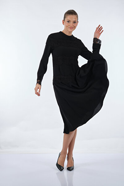 SEÇİL Жіноче плаття середньої довжини - довгі рукави - мереживні деталі - для щоденного носіння та особливих випадків