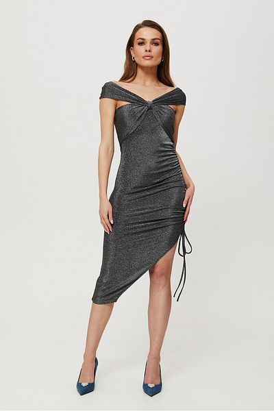 Makover Rochie metalica cu cordon lateral