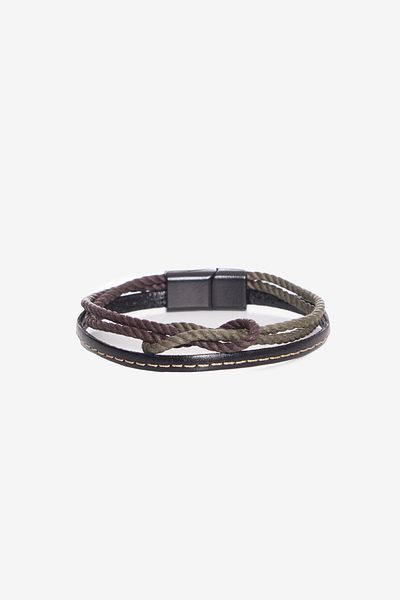 ALTINYILDIZ CLASSICS Men's Black-Brown Leather Bracelet