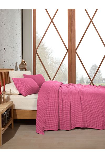 destinyhometex 100% Cotton Waffle Double Bedspread 230X250
