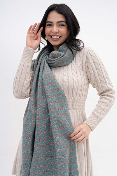 SOFT AKSESUAR Piti Houndstooth Patterned Wool Blended Scarf