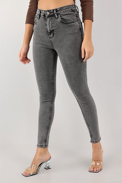 Asia Μαύρο Skinny Jeans - Καρφιτσωτό Ύφασμα, Στενό Πόδι