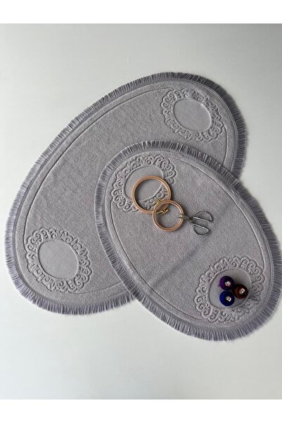 sarra Σετ σφουγγαρίστρας με φούντες οβάλ 2 τεμαχίων Etamine - Γκρι