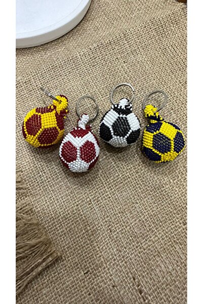 Handmade KUM BONCUK SARI LACİVERT TOP ANAHTARLIK
