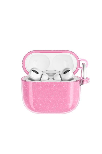 Gpack Airpods 4 Uyumlu Kılıf Parlayan Simli Transparan Airbag 32 Pembe