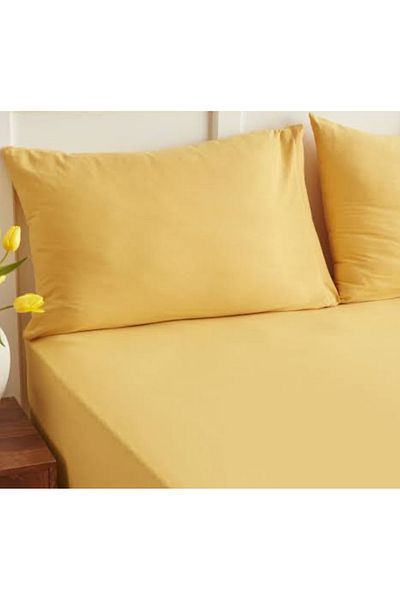 GERCELLA 100% Cotton (Cotton) Yellow 100X200 30 cm Fitted (Elastic) Single Bed Sheet