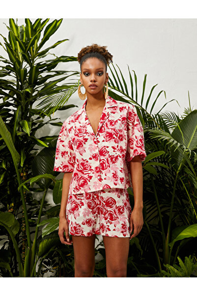 Koton Trópusi nyomott rövid ujjú ing klasszikus gallérral