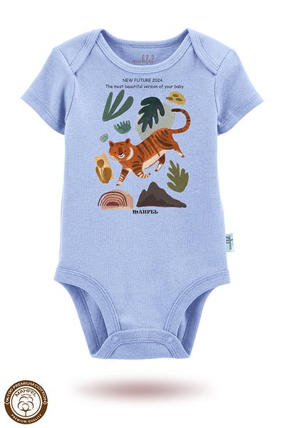 MAHFEL 2-Piece 100% Cotton Organic Printed Snap Fastener Baby Bodysuit