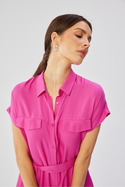 Stylove Viscose maxi dress with short sleeves and buttons