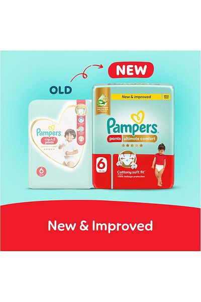 Pampers Ultimate Comfort Pants Diapers, Size 6, 16-21kg,  Aloe Vera and Vitamin E, 34 Count