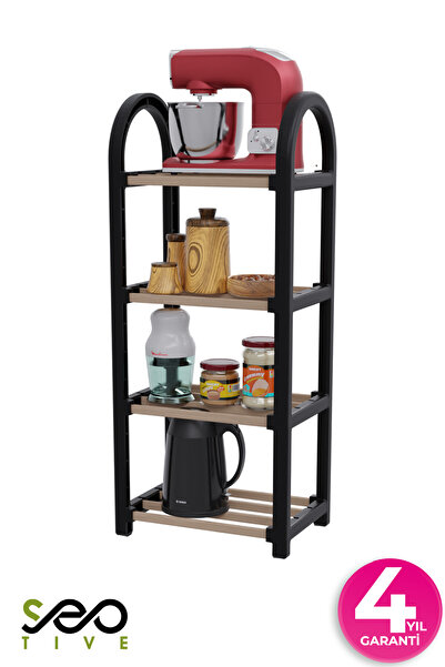 SEOTIVE 4 Katlı Süper Kalite Siyah Ahşap Ayakkabılık 2504