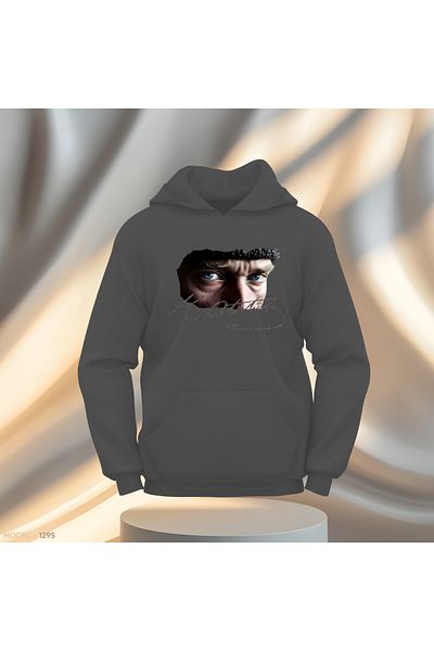 Gölge Store Ανδρικό γυναικείο φούτερ με κουκούλα με κουκούλα με υπογραφή Atatürk Blue Eyes