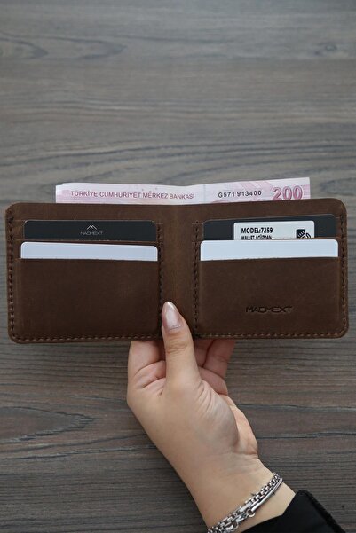 Madmext Genuine Leather Men's Wallet with Brown Card and Money Compartment and Stitching Detail 7259