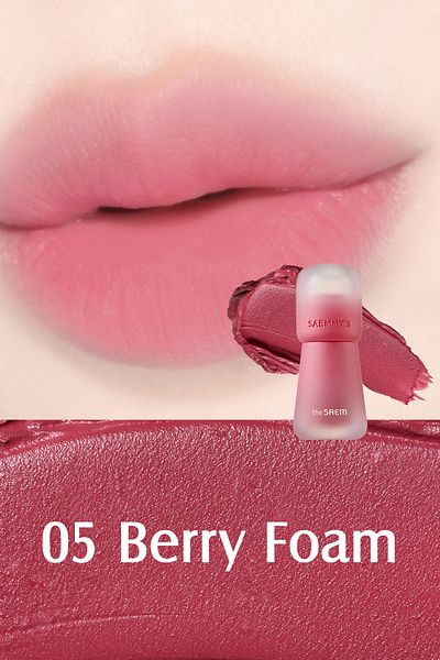 THE SAEM Saemmy's Crema Velvet Tint - Tint with Velvet Finish, Natural Look and Intense Color - 05 Berry Foam