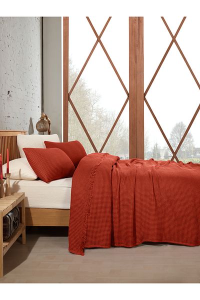 destinyhometex 100% Cotton Waffle Double Bedspread 230X250