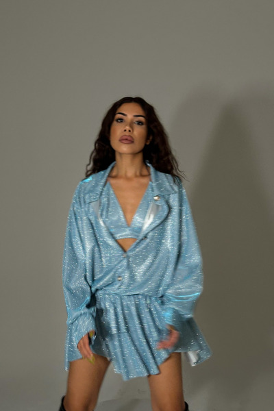 Gülşah Evecen Stříbrné košilové šaty na zakázku