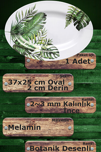 BOSSİO Kayık 37cm Botanical Plate:Horeca Restaurant Fish Serving:Medium Salad,Fruit Presentation