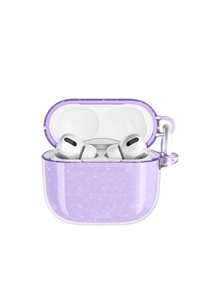 Gpack Airpods 4 Uyumlu Kılıf Parlayan Simli Transparan Airbag 32 Mor