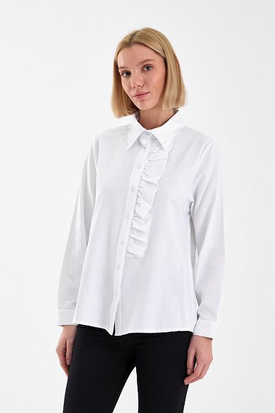 EMMAS CLOTHİNG Cămașă de bază cu mânecă lungă, cu volane, pentru femei