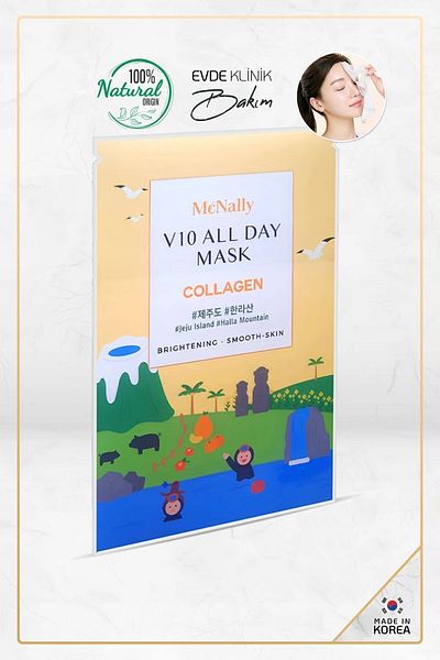 McNally Disposable Collagen Korean Face Mask - Collagen All Day Mask, Male on Face