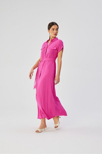 Stylove Viscose maxi dress with short sleeves and buttons