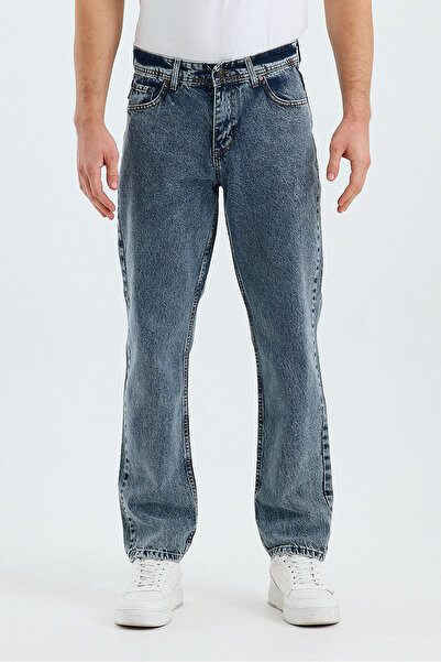 WKM Pantaloni de denim casual pentru bărbați, cu croiala largi