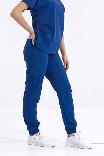 Brl Üniforma بنطال جراحي من الليكرا للجنسين - جزء سفلي واحد، جيب كارجو، أزرق ...