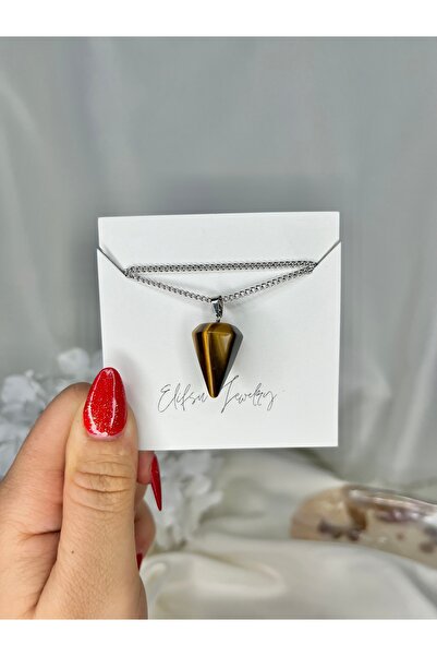 Elifsu Jewelry Kaplan Gözü Taşı Doğal Taş Kolye