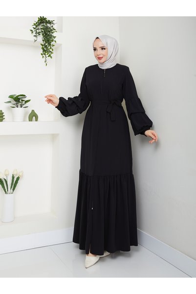 MODA ESRE FASHION ملابس تيستتور جيييم من حرير المدينة، تنورة بأكمام بالون، فستان مزين بالكشكشة