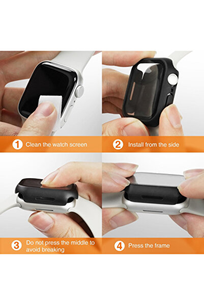 Fibaks Apple Watch 2 3 4 5 6 Se Nike 40mm Kılıf Kasa Ve Ekran Koruyucu 360 Tam Koruma Kapak