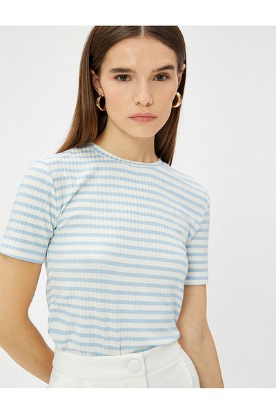Koton Ribbed T-Shirt Slim Fit Short Sleeve Crew Neck