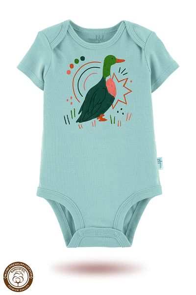 MAHFEL 2-Piece 100% Cotton Organic Printed Snap Fastener Baby Bodysuit