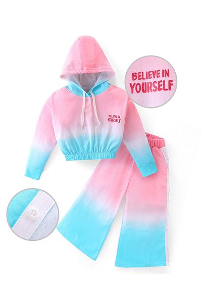 Ollington St. Ollington St. Cotton Knit Winterwear Set of Ombre Dyed Full Sleeves   Hoodie &Track pant -Multicolor