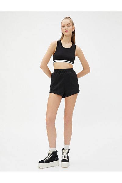 Koton Shorts with Elastic Waist Pocket Detail Ribbed Comfortable Cut